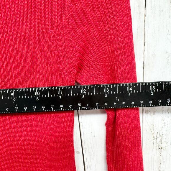 The Limited Dress Women Sz XS Long Sleeve Red Knee Length Rib Tight Knit Sweater - Picture 3 of 5